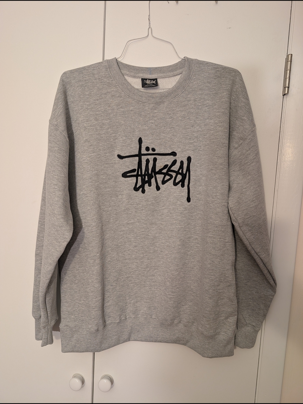 Stussy Gray Crewneck with Black Signature Logo